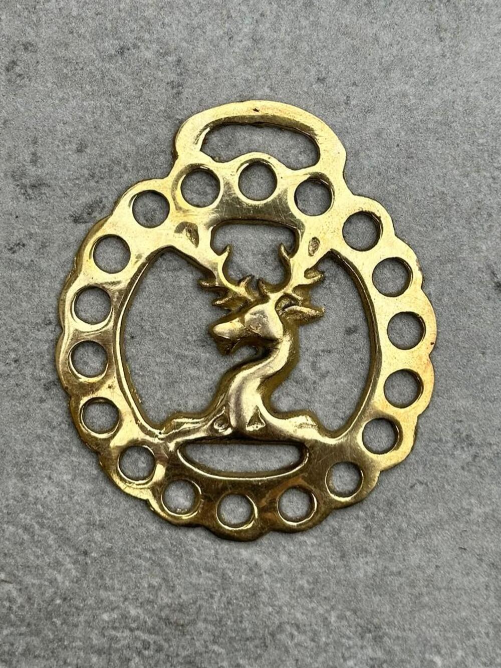 Vintage Solid Brass Keys of STAG - DEER Horse Brass | Equestrian Decor